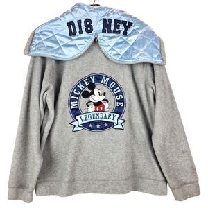 MICKEY MOUSE Sweater Youth Large Gray LEGENDARY DISNEY Spell Out Hooded Fleece